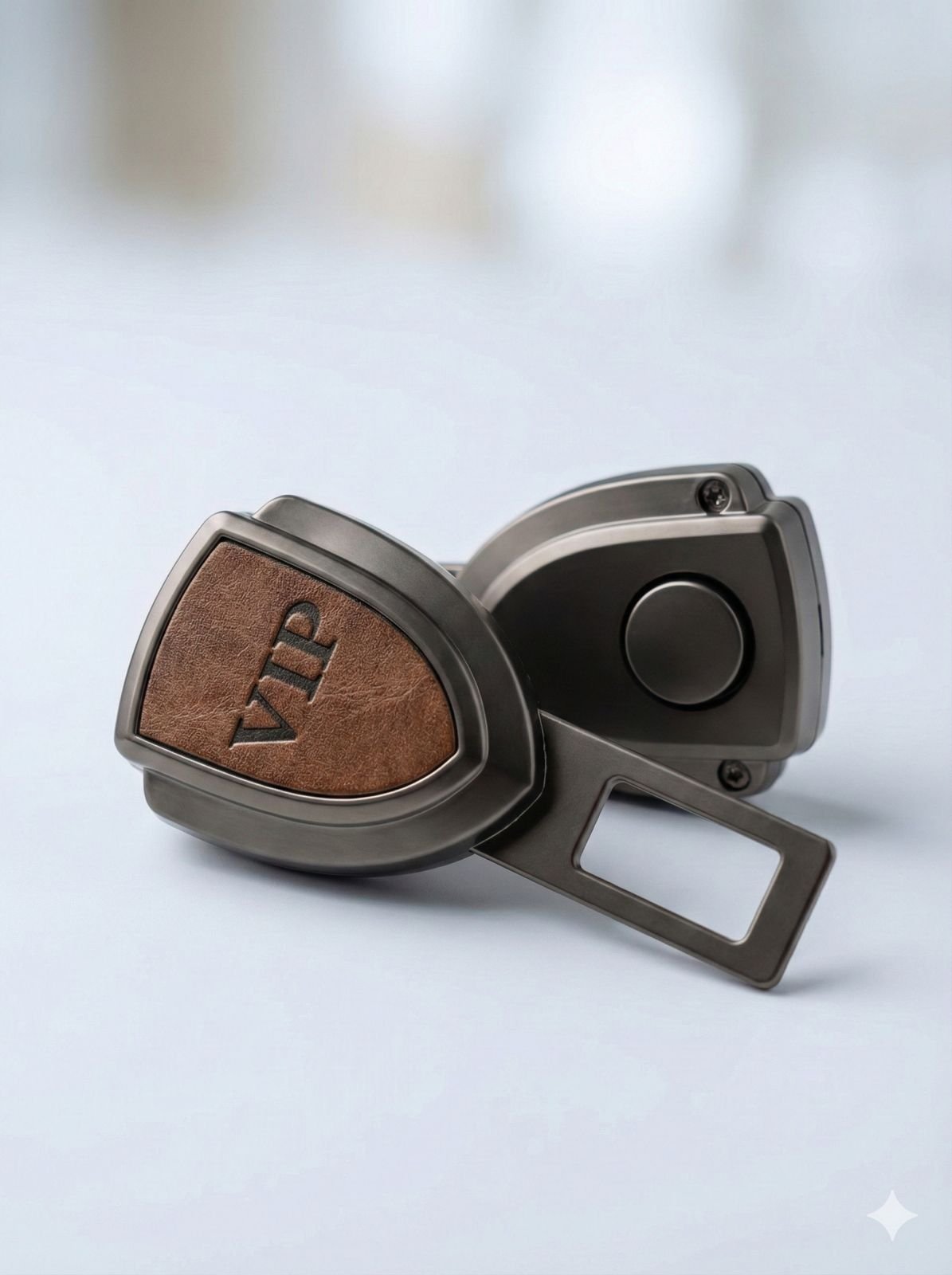 VIP Seatbelt Buckle extender brown leather