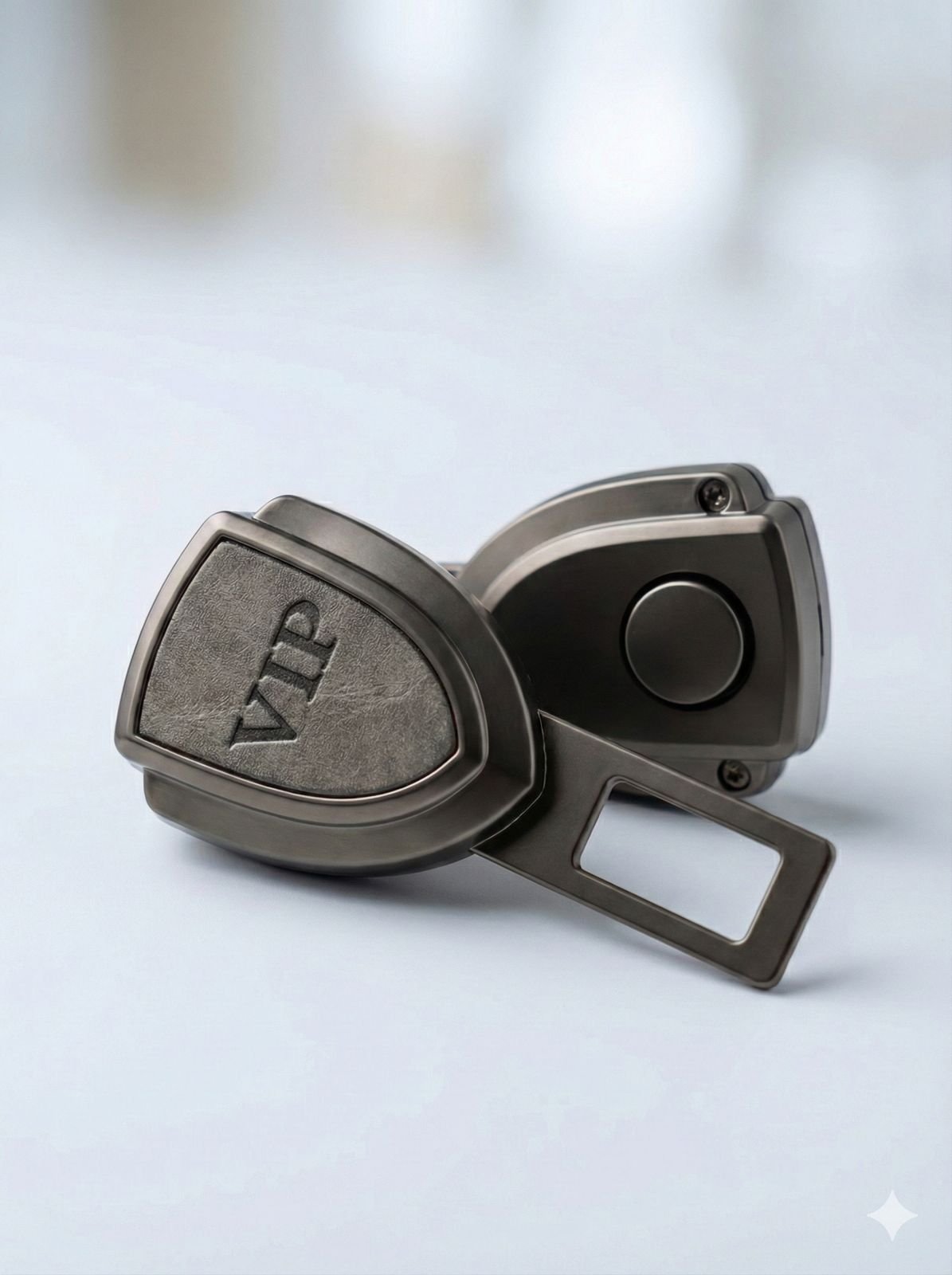 VIP Seatbelt Buckle extender Grey leather